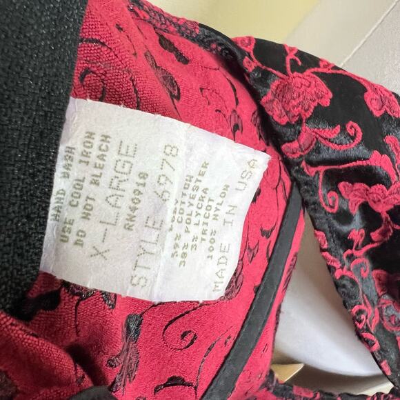 90s Empire Intimates Corset Top XL Red Brocade Black Floral Lace Up Lingerie New - Picture 7 of 8